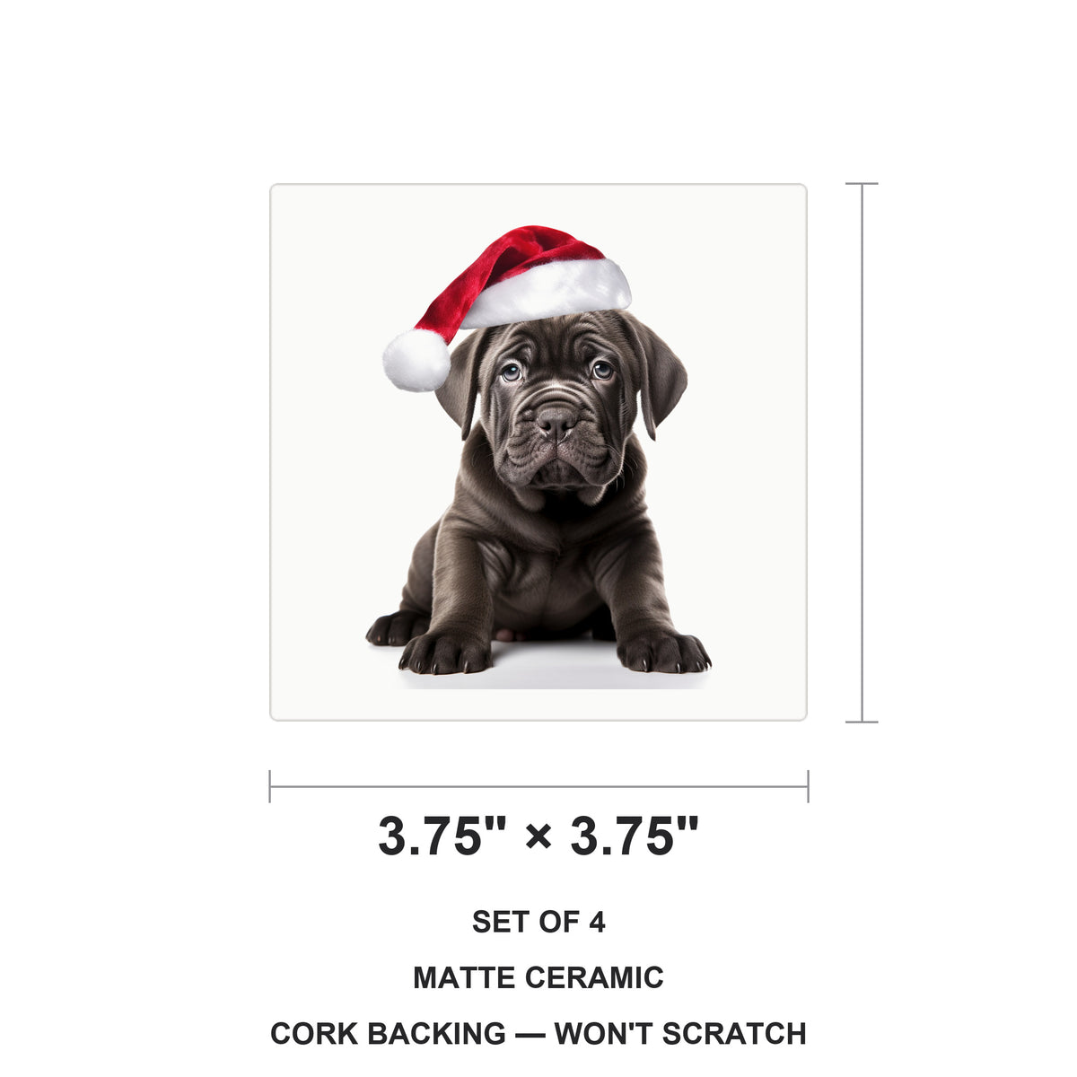 Cane Corso Puppy ceramic coasters set of 4, size 3.75 inches