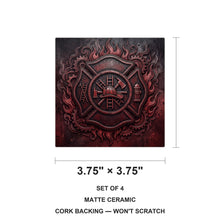 Firefighter Maltese ceramic coasters set of 4, size 3.75 inches
