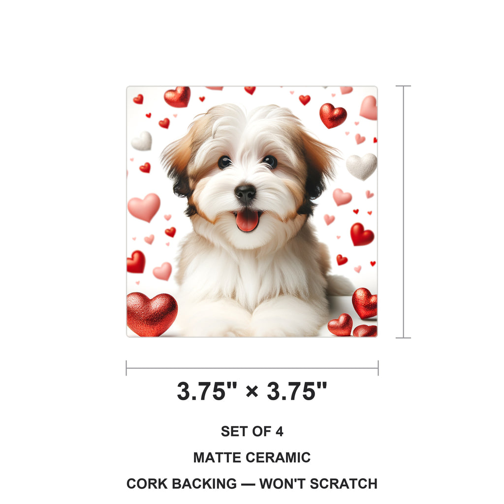 Havanese ceramic coasters set of 4, size 3.75 inches