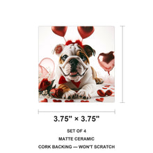 Bulldog ceramic coasters set of 4, size 3.75 inches