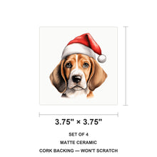 English Foxhound Puppy Drawing ceramic coasters set of 4, size 3.75 inches