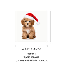 Poodle Puppy ceramic coasters set of 4, size 3.75 inches