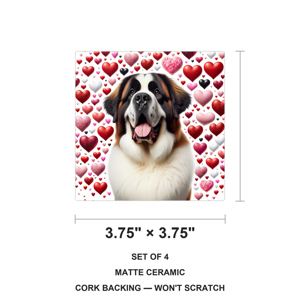 Saint Bernard ceramic coasters set of 4, size 3.75 inches