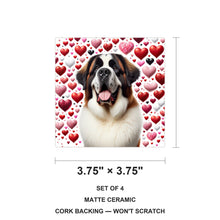 Saint Bernard ceramic coasters set of 4, size 3.75 inches