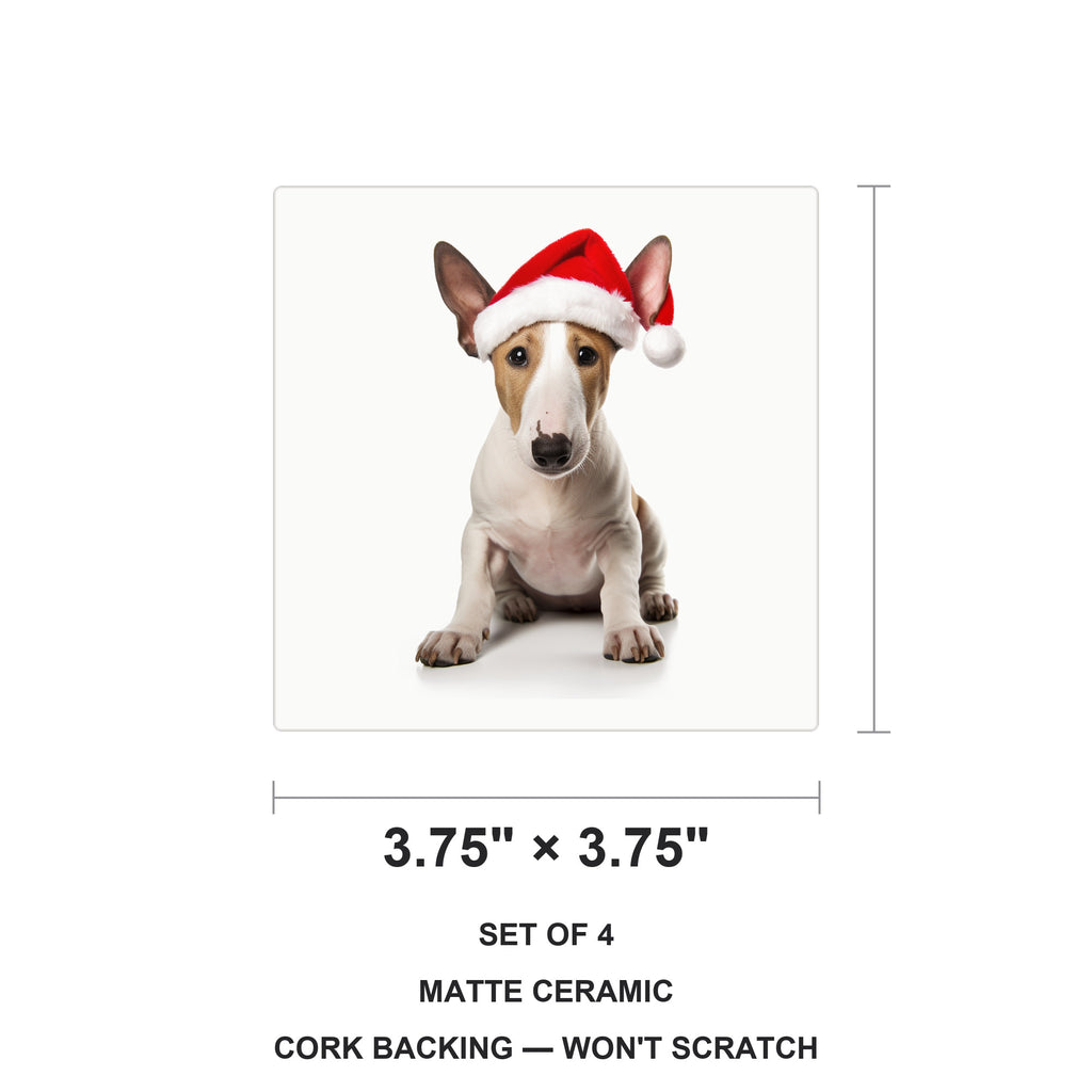Miniature Bull Terrier ceramic coasters set of 4, size 3.75 inches