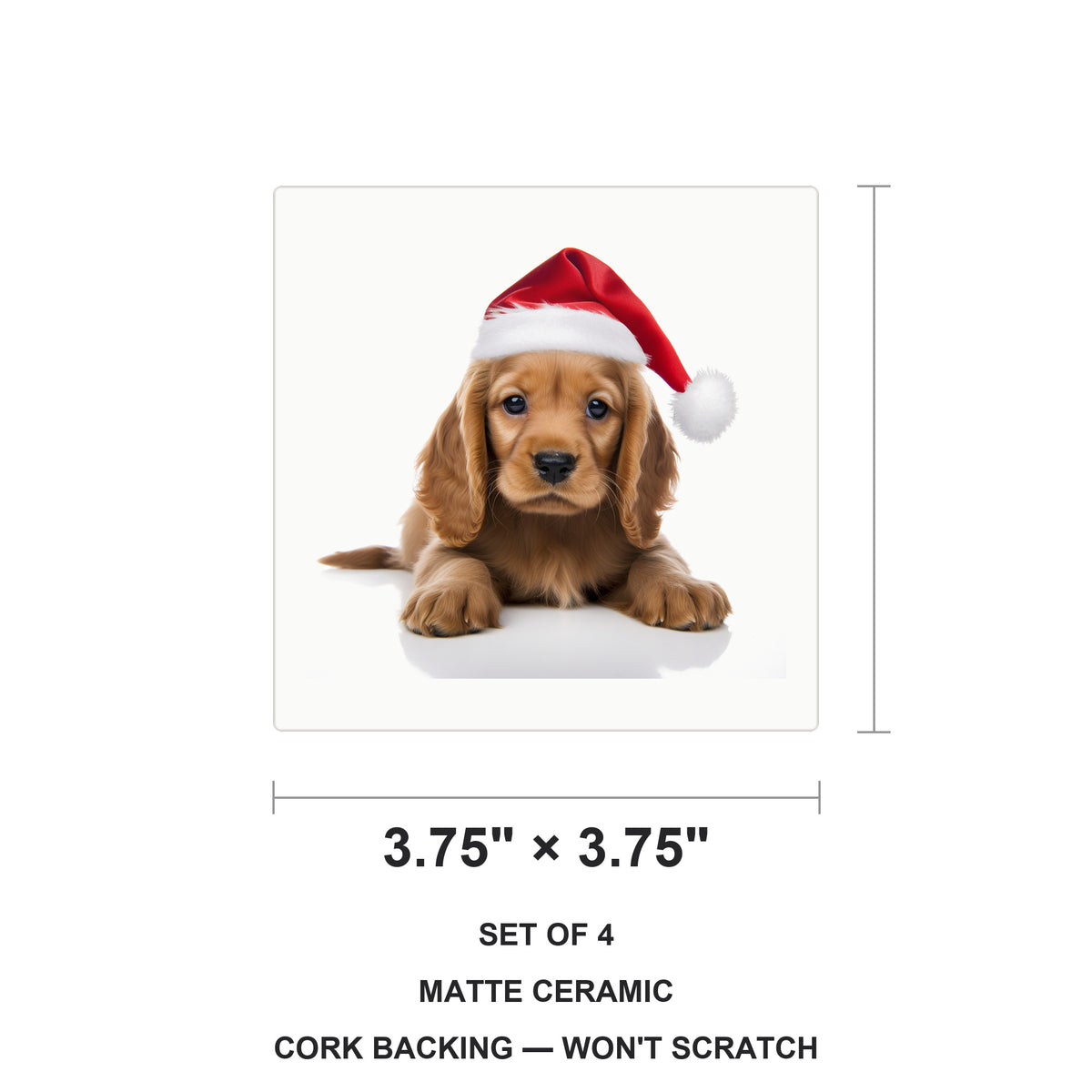 Cocker Spaniel Puppy ceramic coasters set of 4, size 3.75 inches