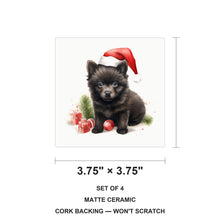 Schipperke Puppy Drawing ceramic coasters set of 4, size 3.75 inches