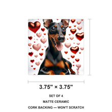 Miniature Pinscher ceramic coasters set of 4, size 3.75 inches