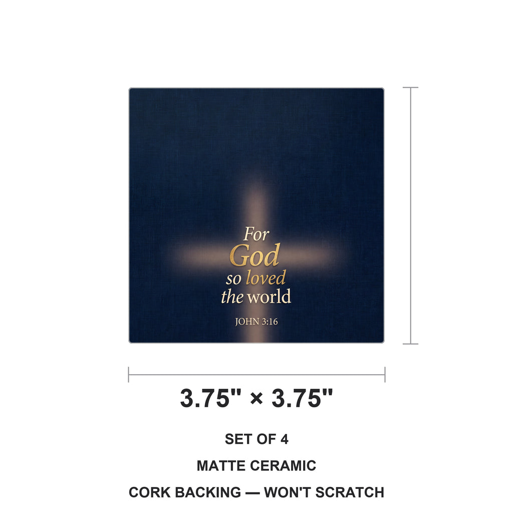 John 3:16 ceramic coasters set of 4, size 3.75 inches