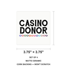 Casino Donor - Blackjack Gambling ceramic coasters set of 4, size 3.75 inches