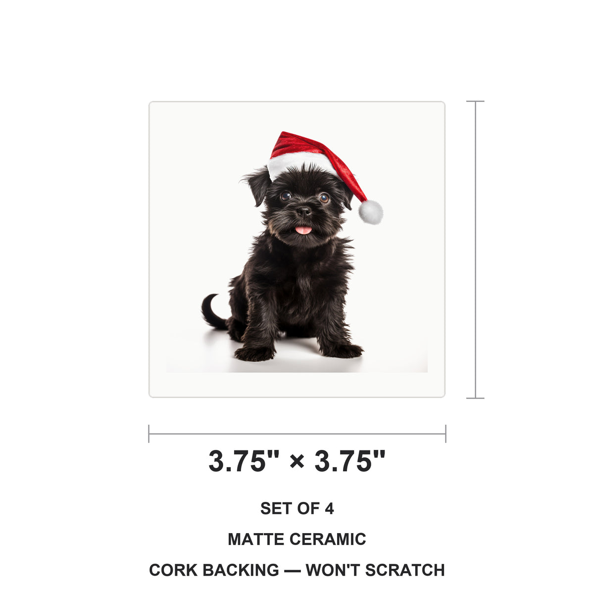 Affenpinscher Puppy ceramic coasters set of 4, size 3.75 inches