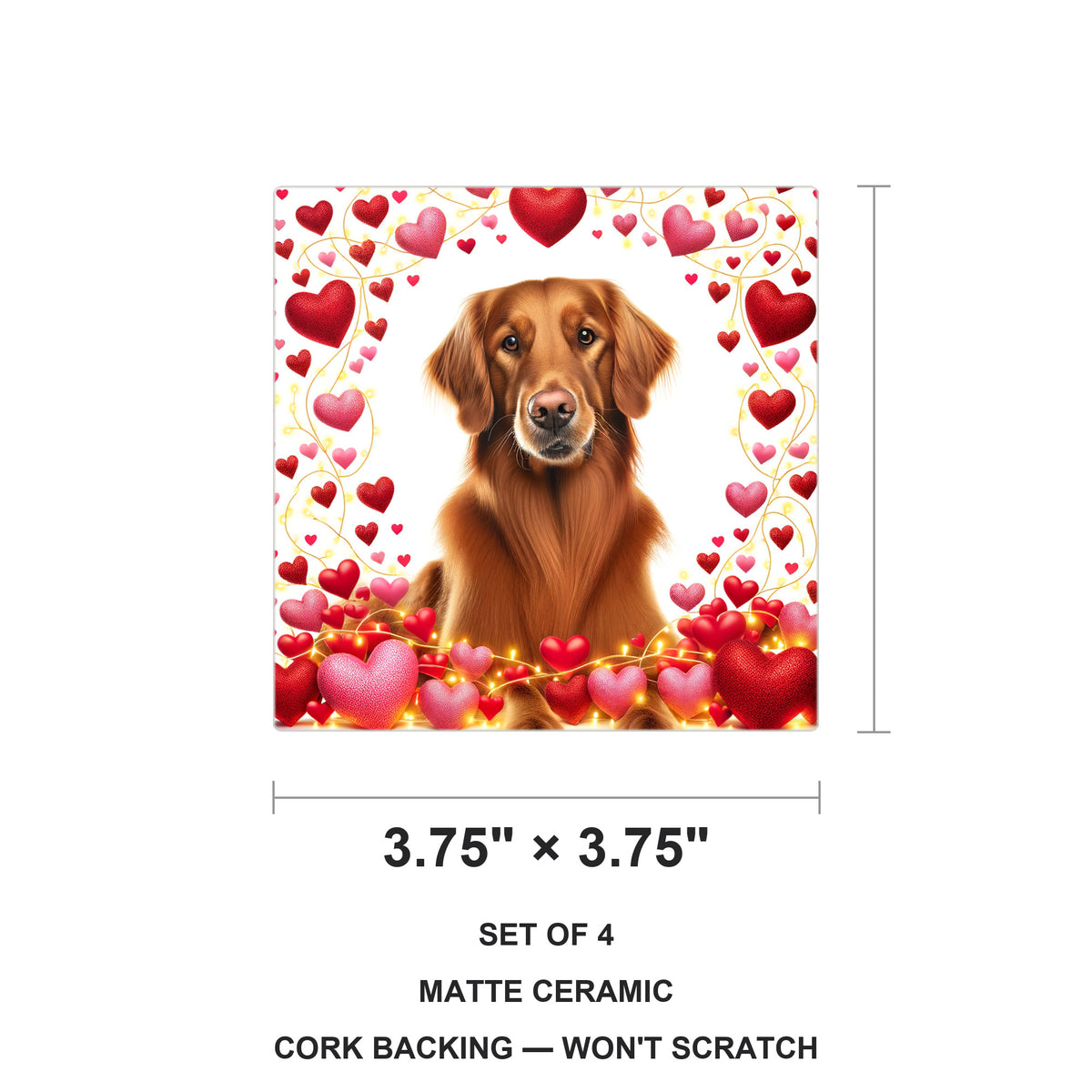 Golden Retriever ceramic coasters set of 4, size 3.75 inches