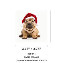 Chinese Shar-Pei Puppy ceramic coasters set of 4, size 3.75 inches