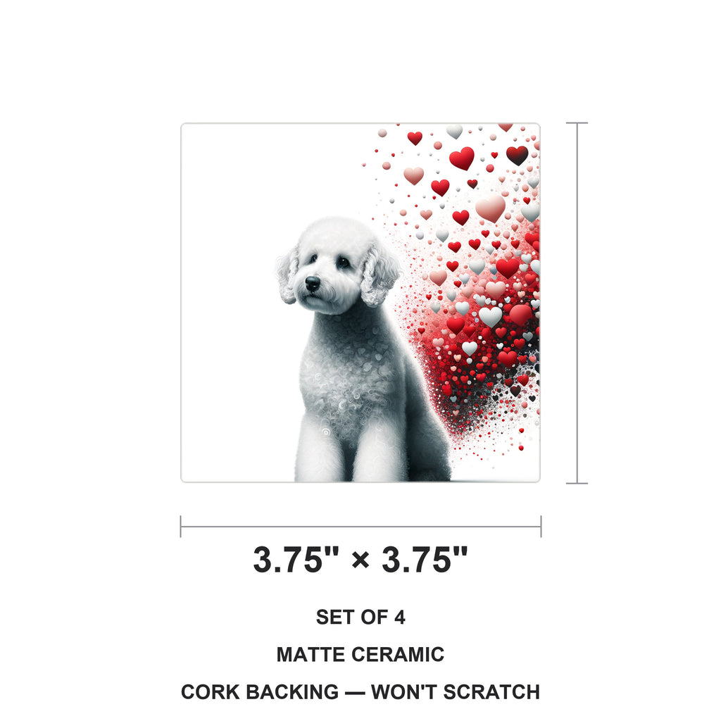Poodle ceramic coasters set of 4, size 3.75 inches