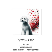 Poodle ceramic coasters set of 4, size 3.75 inches