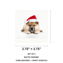 Akita Puppy ceramic coasters set of 4, size 3.75 inches
