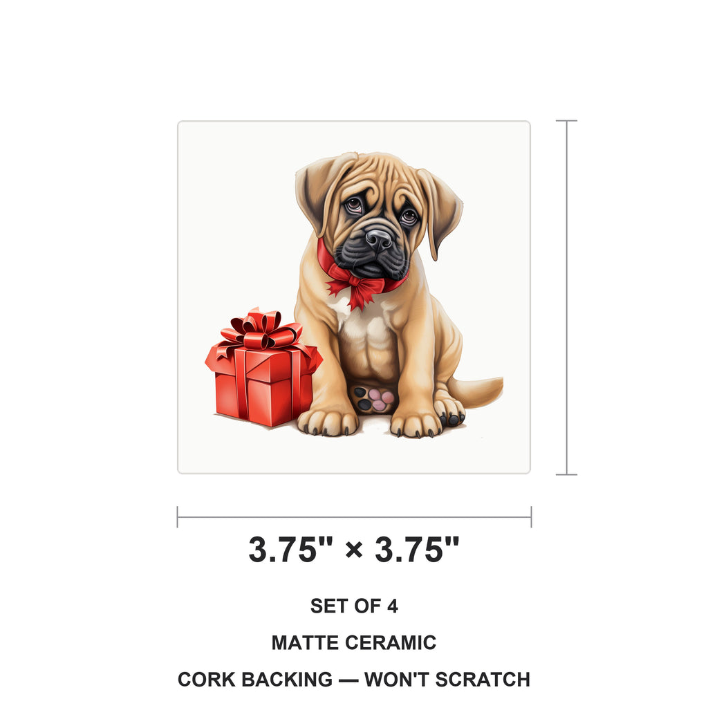 Boerboel Puppy Drawing ceramic coasters set of 4, size 3.75 inches