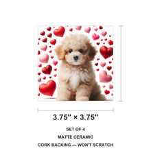 Poodle ceramic coasters set of 4, size 3.75 inches