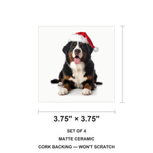 Bernese Mountain Dog ceramic coasters set of 4, size 3.75 inches