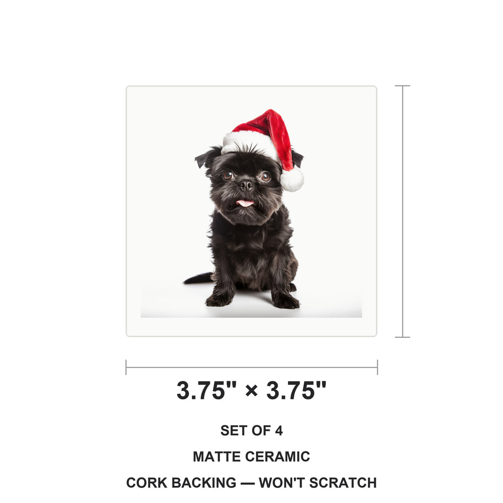 Affenpinscher ceramic coasters set of 4, size 3.75 inches