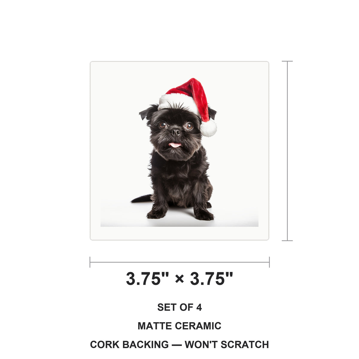 Affenpinscher ceramic coasters set of 4, size 3.75 inches