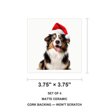 Australian Shepherd ceramic coasters set of 4, size 3.75 inches