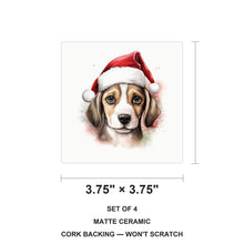 Beagle Puppy Drawing ceramic coasters set of 4, size 3.75 inches