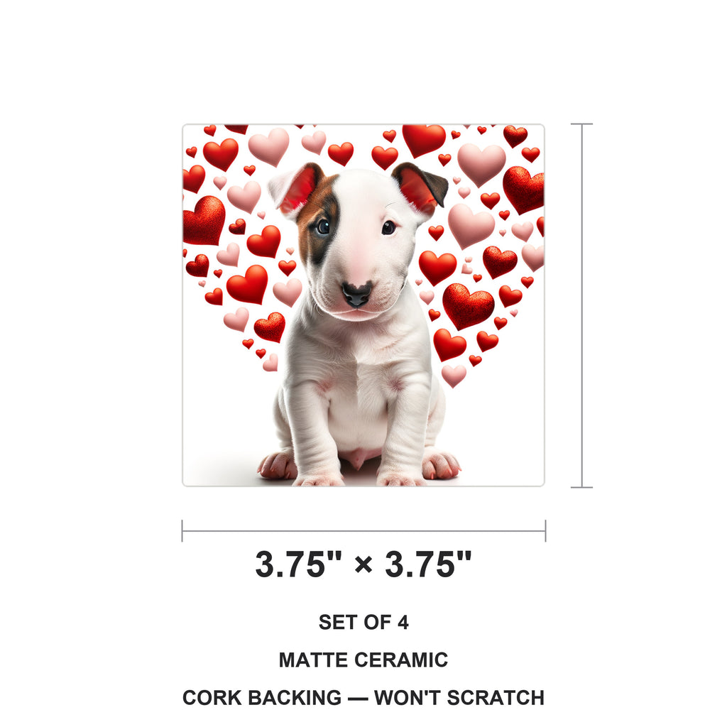 Bull Terrier ceramic coasters set of 4, size 3.75 inches