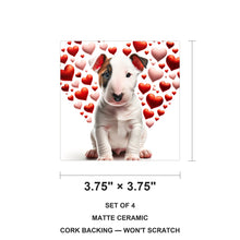 Bull Terrier ceramic coasters set of 4, size 3.75 inches