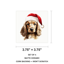 English Cocker Spaniel Puppy Drawing ceramic coasters set of 4, size 3.75 inches
