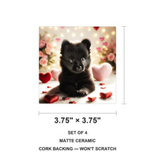 Pomeranian ceramic coasters set of 4, size 3.75 inches
