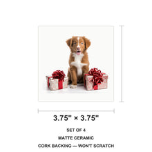 Nova Scotia Duck Tolling Retriever Puppy ceramic coasters set of 4, size 3.75 inches