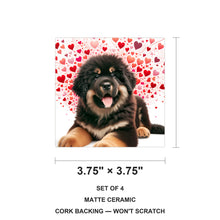 Tibetan Mastiff ceramic coasters set of 4, size 3.75 inches