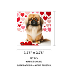 Pekingese ceramic coasters set of 4, size 3.75 inches