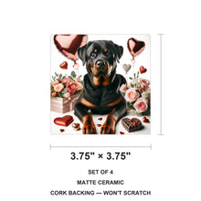 Rottweiler ceramic coasters set of 4, size 3.75 inches