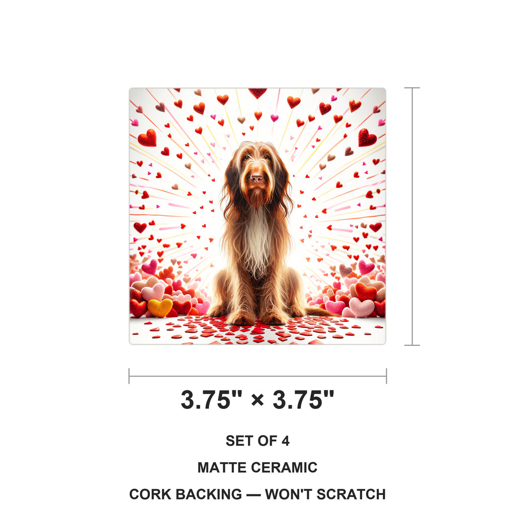 Spinone Italiano ceramic coasters set of 4, size 3.75 inches