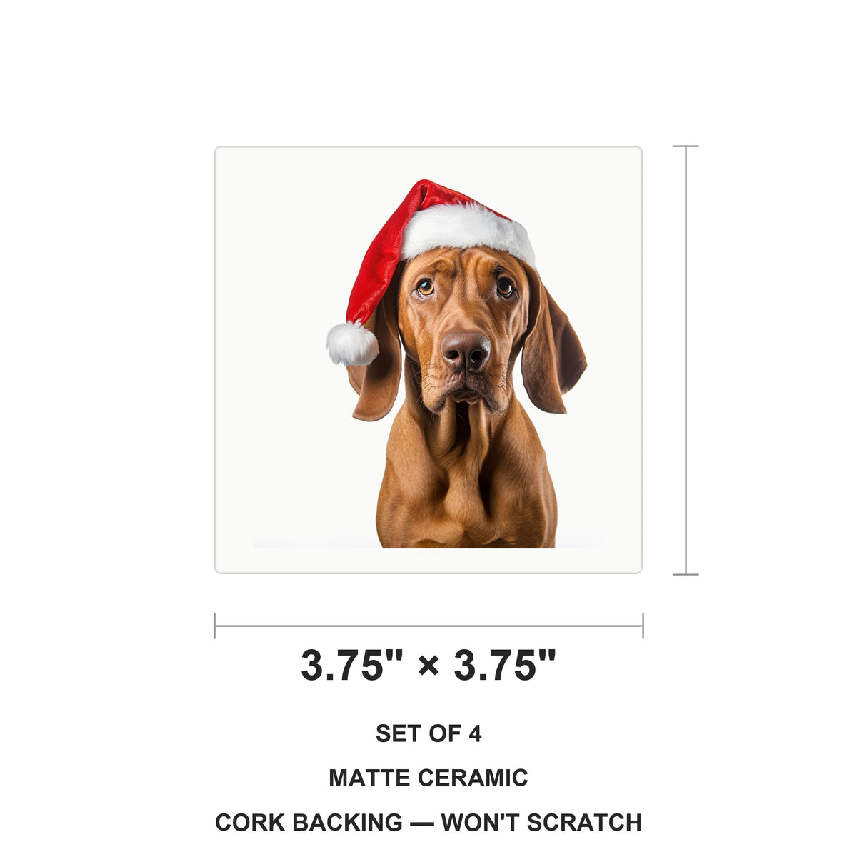 Redbone Coonhound ceramic coasters set of 4, size 3.75 inches
