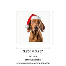 Redbone Coonhound ceramic coasters set of 4, size 3.75 inches