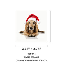Saluki Puppy ceramic coasters set of 4, size 3.75 inches