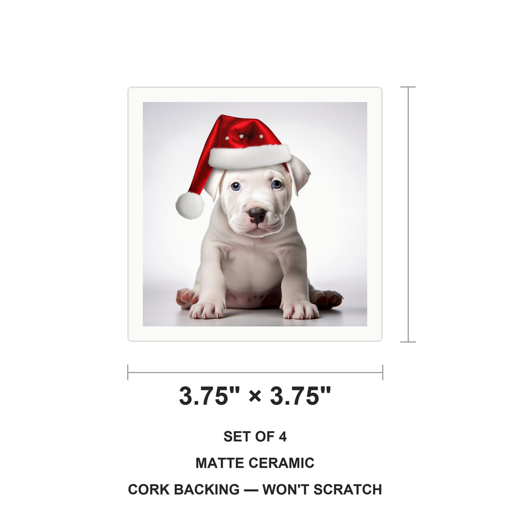 Dogo Argentino Puppy ceramic coasters set of 4, size 3.75 inches