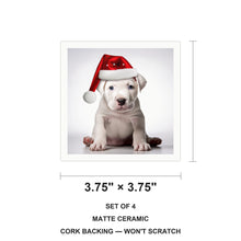Dogo Argentino Puppy ceramic coasters set of 4, size 3.75 inches