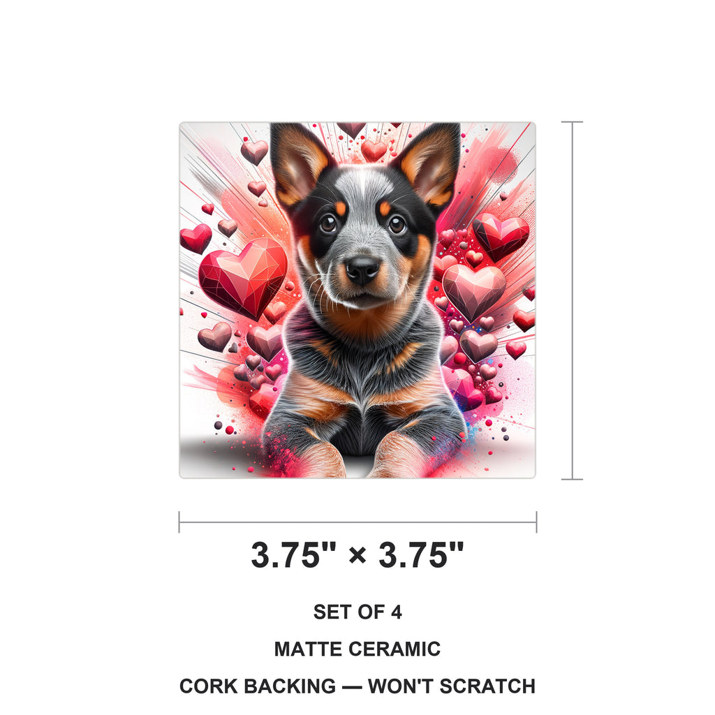 Australian Cattle Dog ceramic coasters set of 4, size 3.75 inches