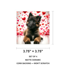 German Shepherd Dog ceramic coasters set of 4, size 3.75 inches
