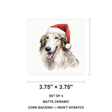 Borzoi Puppy Drawing ceramic coasters set of 4, size 3.75 inches
