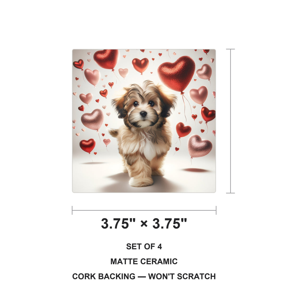 Havanese ceramic coasters set of 4, size 3.75 inches