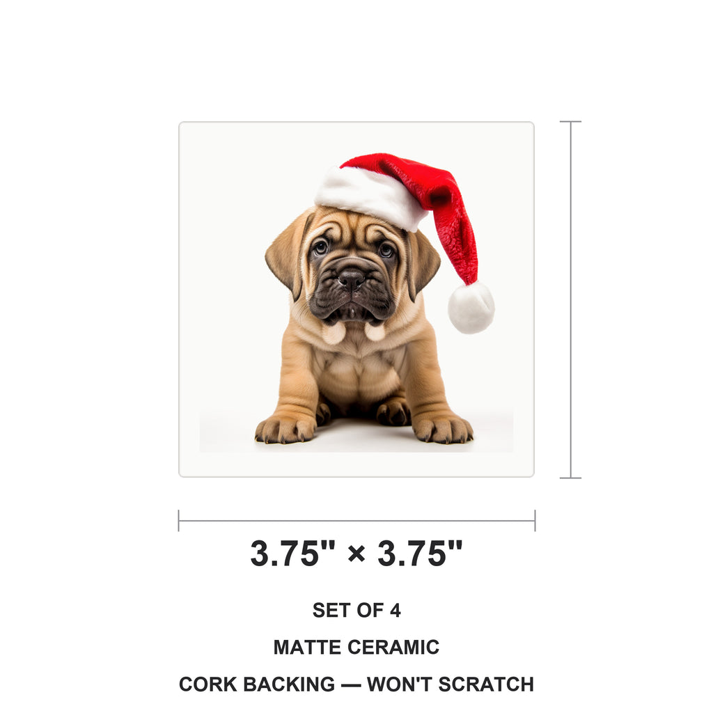 Mastiff Puppy ceramic coasters set of 4, size 3.75 inches