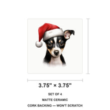 Rat Terrier Puppy Drawing ceramic coasters set of 4, size 3.75 inches