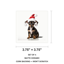 Rat Terrier Puppy ceramic coasters set of 4, size 3.75 inches