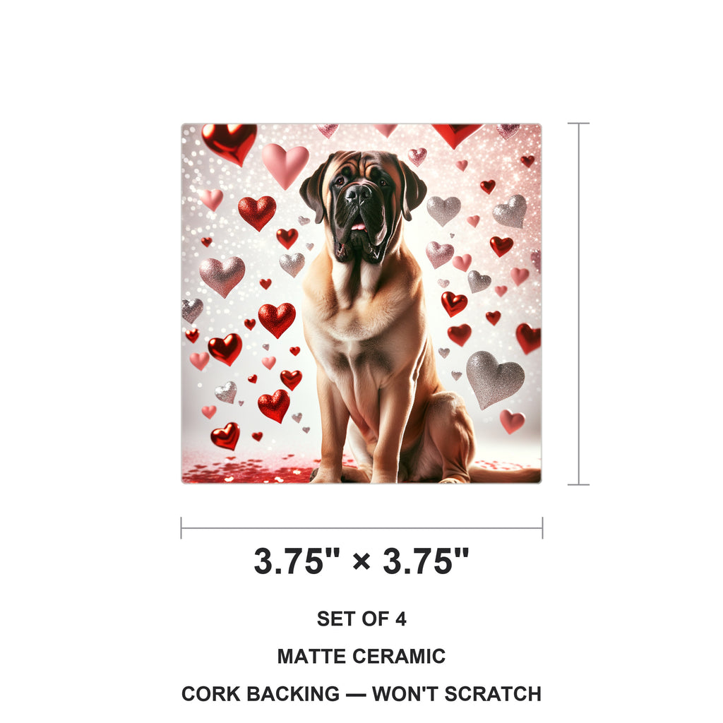 Mastiff ceramic coasters set of 4, size 3.75 inches