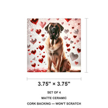 Mastiff ceramic coasters set of 4, size 3.75 inches